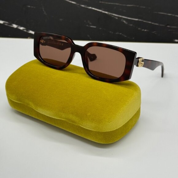 NEW GG1534S 002 GUCCI SQUARE HAVANA BROWN SUNGLASSES - Picture 1 of 12